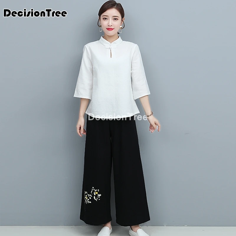 2021 китайские топы с брюками женские Традиционный китайский язык костюм hanfu tang в