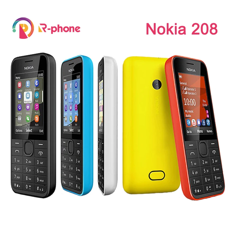 NOKIA 208 отремонтированный мобильный телефон с одной sim картой две карты GSM