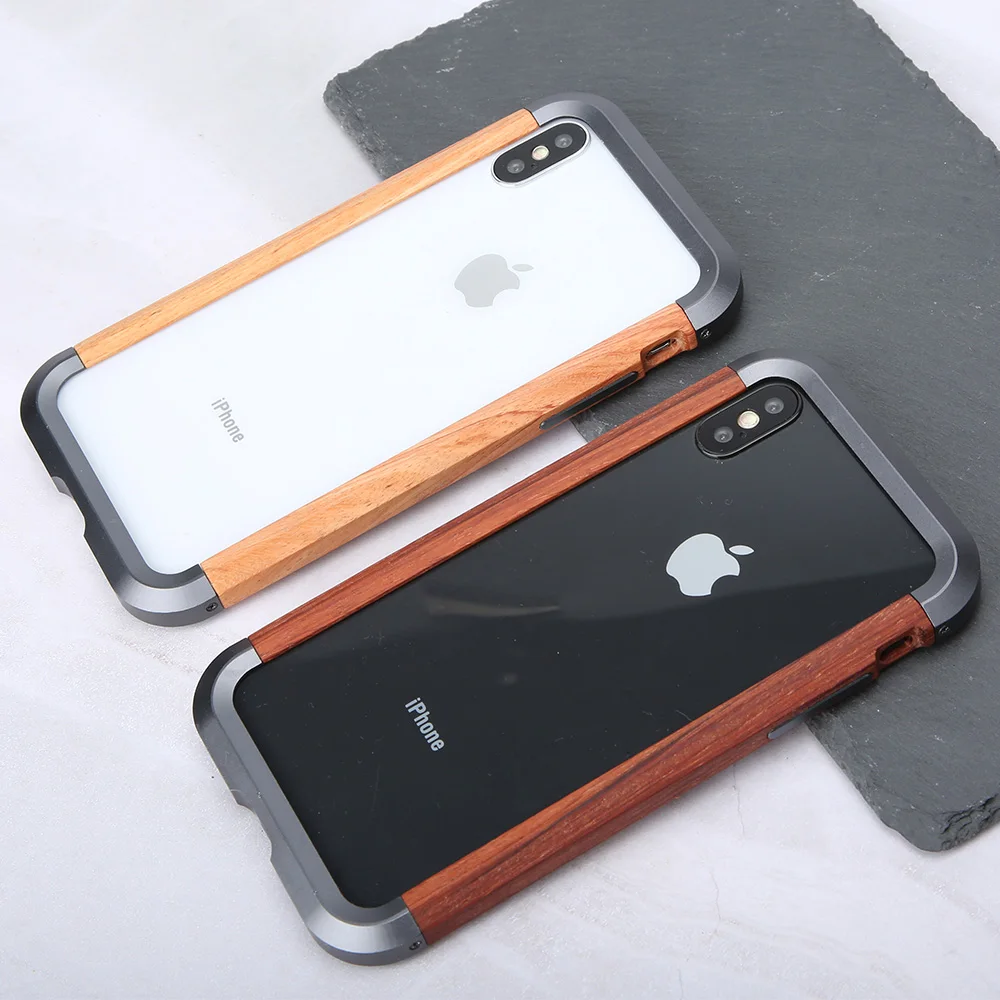 Защитный чехол OATSBASF для iPhone XR XS Max металлический бампер с железной деревянной