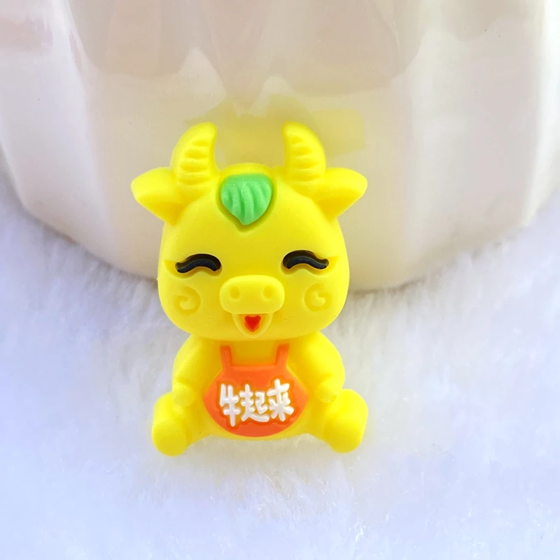 20 шт./лот симпатичная ПВХ мультяшная резина для крупного рогатого скота с плоским