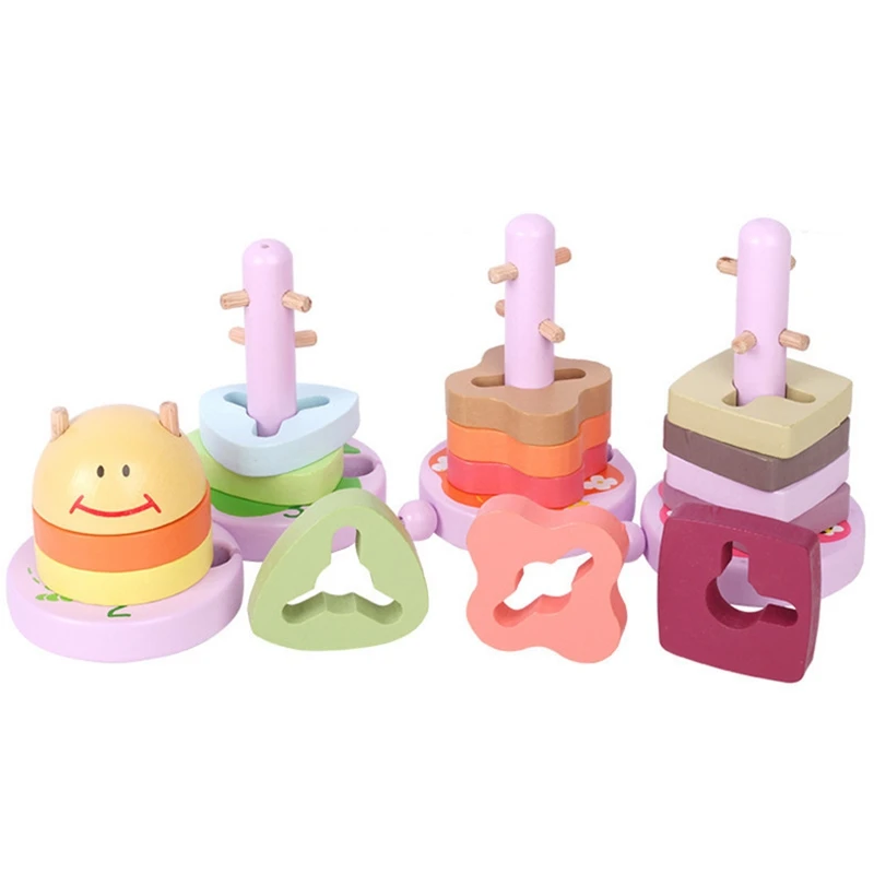 

Wooden Toy Building Blocks Kids Puzzle Digital Shape Pairing Board Geometric Stacking Blocks for Toddles