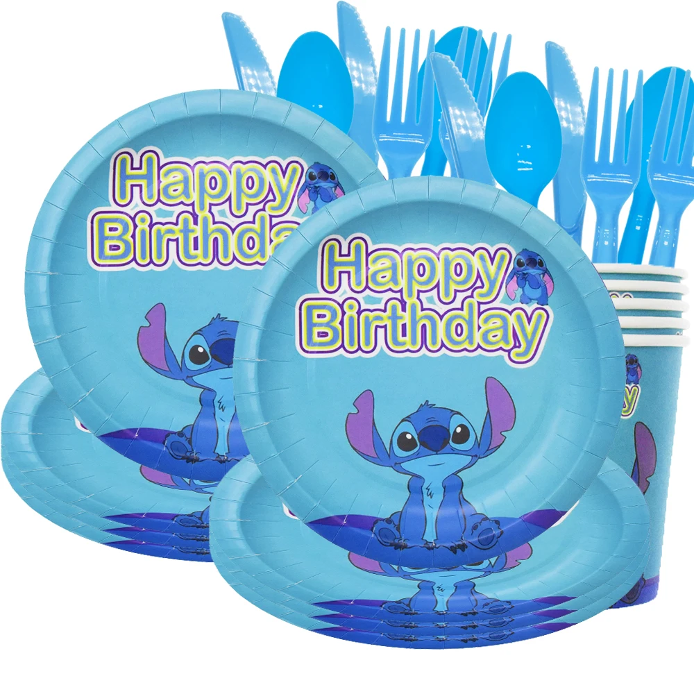 Lilo &amp Stitch Cartoon Anime Birthday Party Supplies Boys Number Ballons Plates Cups Napkins Banner Background Baby Shower Decor | Дом и сад