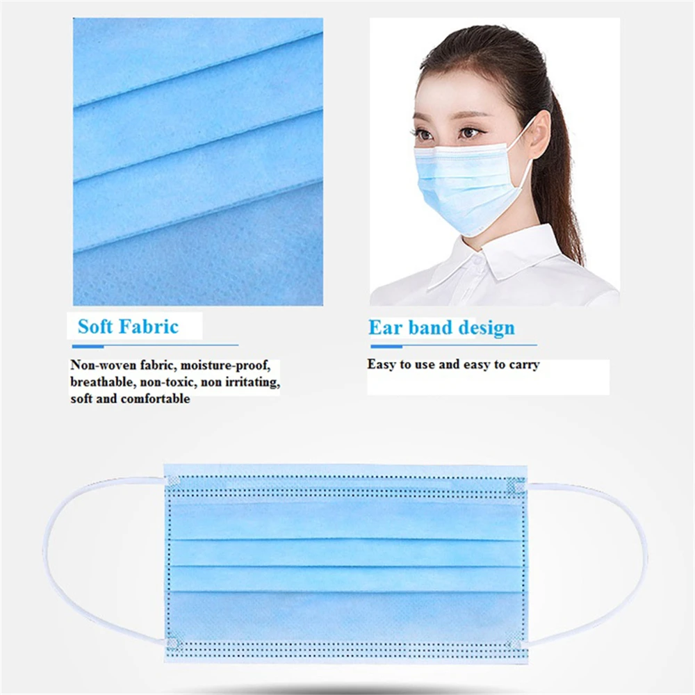 

Fast Shipping Disposable Mask Earloop Face Mouth Masks Mouth Mask Non-woven Melt Blown 3-layer Mascarilla mascarilas In Stock