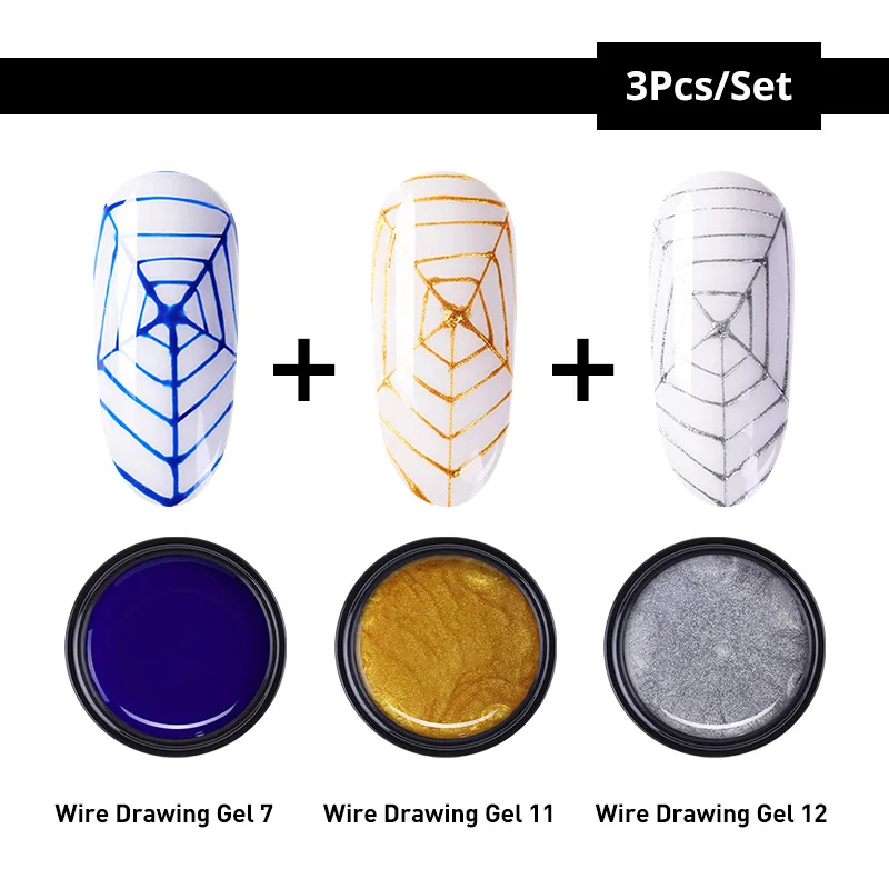 Set 43 PICT YOU 5 г паучий Гель-лак для рисования проволокой черный, белый, золотой, серебряный лак для дизайна ногтей с пауком долговечный УФ-гель - Цвет: Set 43