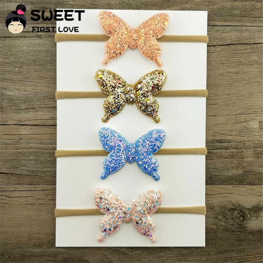 6 шт./лот повязка на голову с бабочкой для новорожденных эластичная резинка