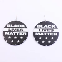 8cm fashion jewelry letter initial black lives matter earrings for women big brown statement star circle wooden earrings new2020