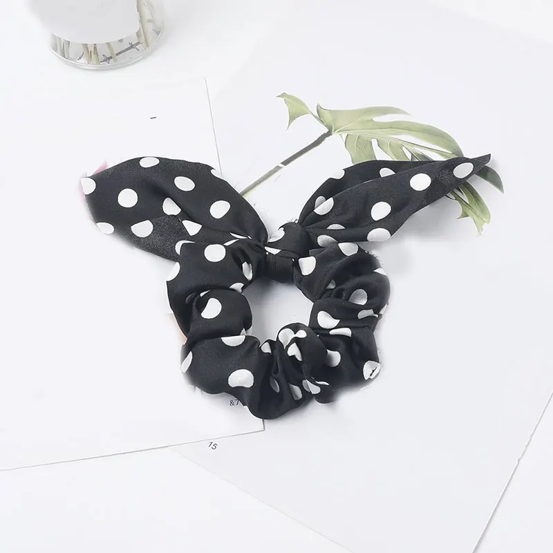 Новые корейские женские резинки для волос с принтом в горошек банты держатель