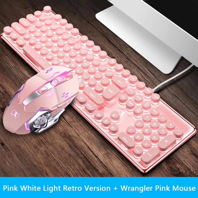 Профессиональная RGB игровая клавиатура и мышь USB Проводная панк Механическая 104