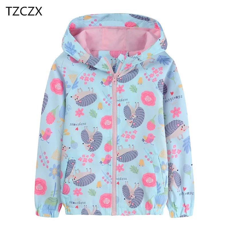 Куртка для девочек двухслойная дышащая с рисунком ежика из мультфильма на