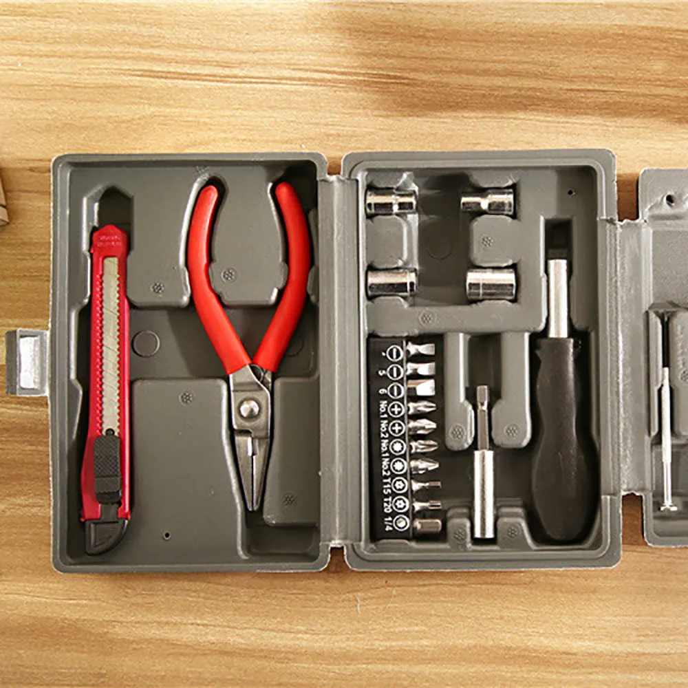 

24PC Home Multifunctional Case Hardware Combination Tool Set Boxed Square Tool Box Portable Storage Instrument Toolbox