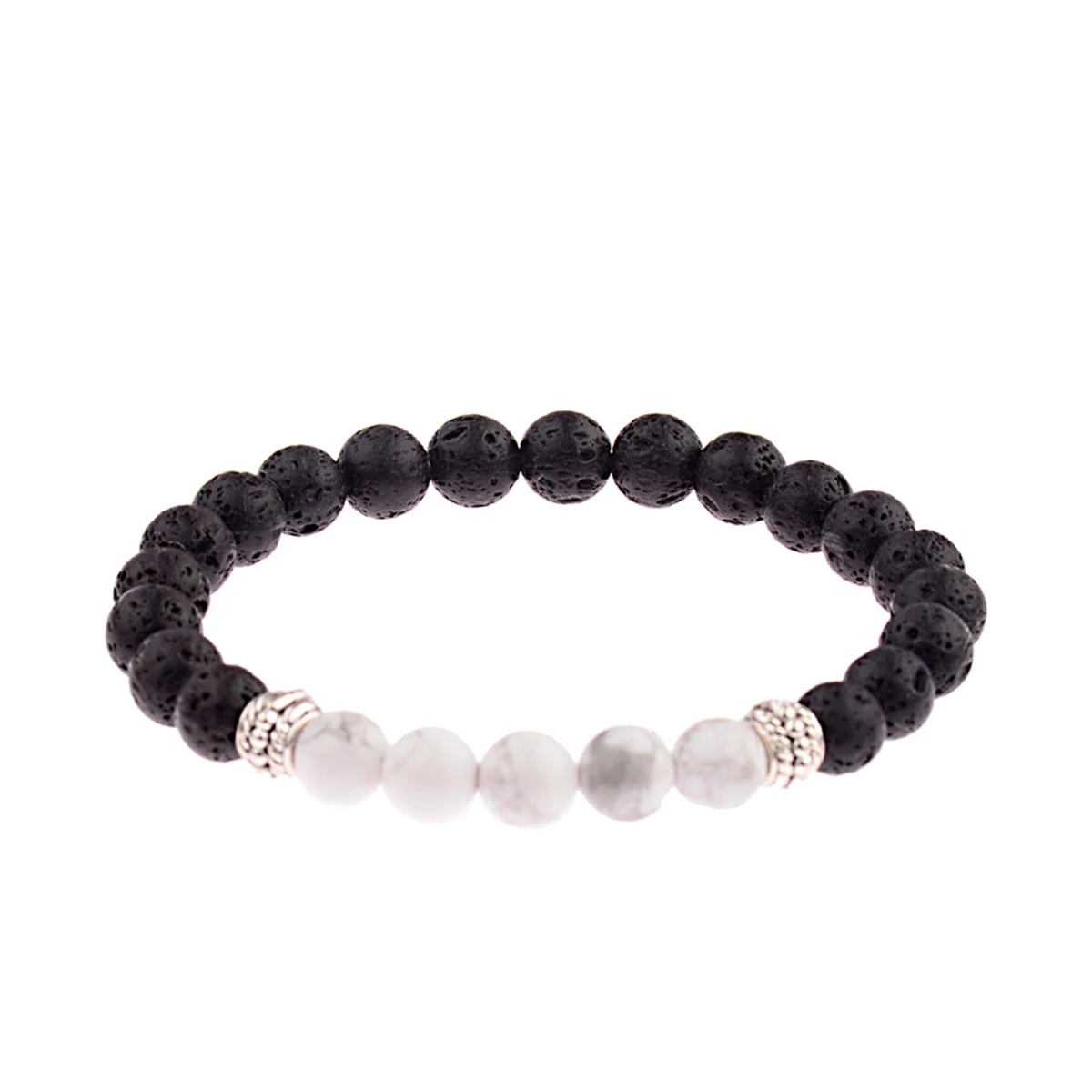 CARTER LISA Charm Мужской 8 мм черный Лава камень белый эластичный бисер браслеты