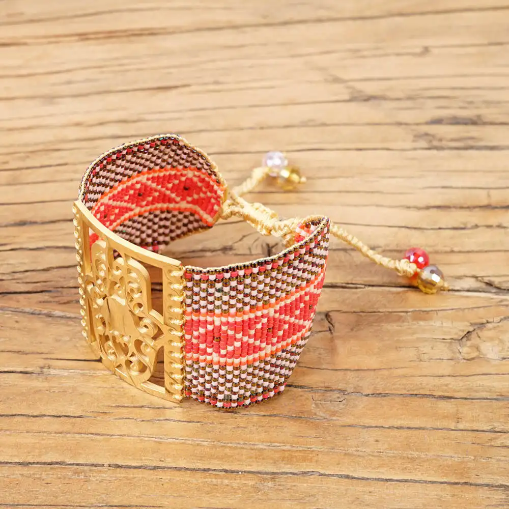 Go2boho MIYUKI, браслет от сглаза, ювелирные изделия для женщин, браслеты, Mujer,, богемные, летние, Хамса, ручная работа, браслеты на запястье, тканые, ручной работы