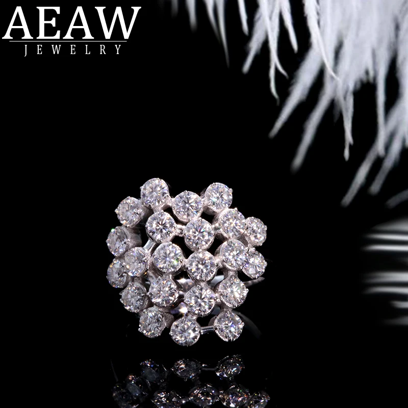 

AEAW модное кольцо из белого золота 18 К с муассанитом 2.2ctw с круглой огранкой, блестящее кольцо с муассанитом, обручальное кольцо для женщин