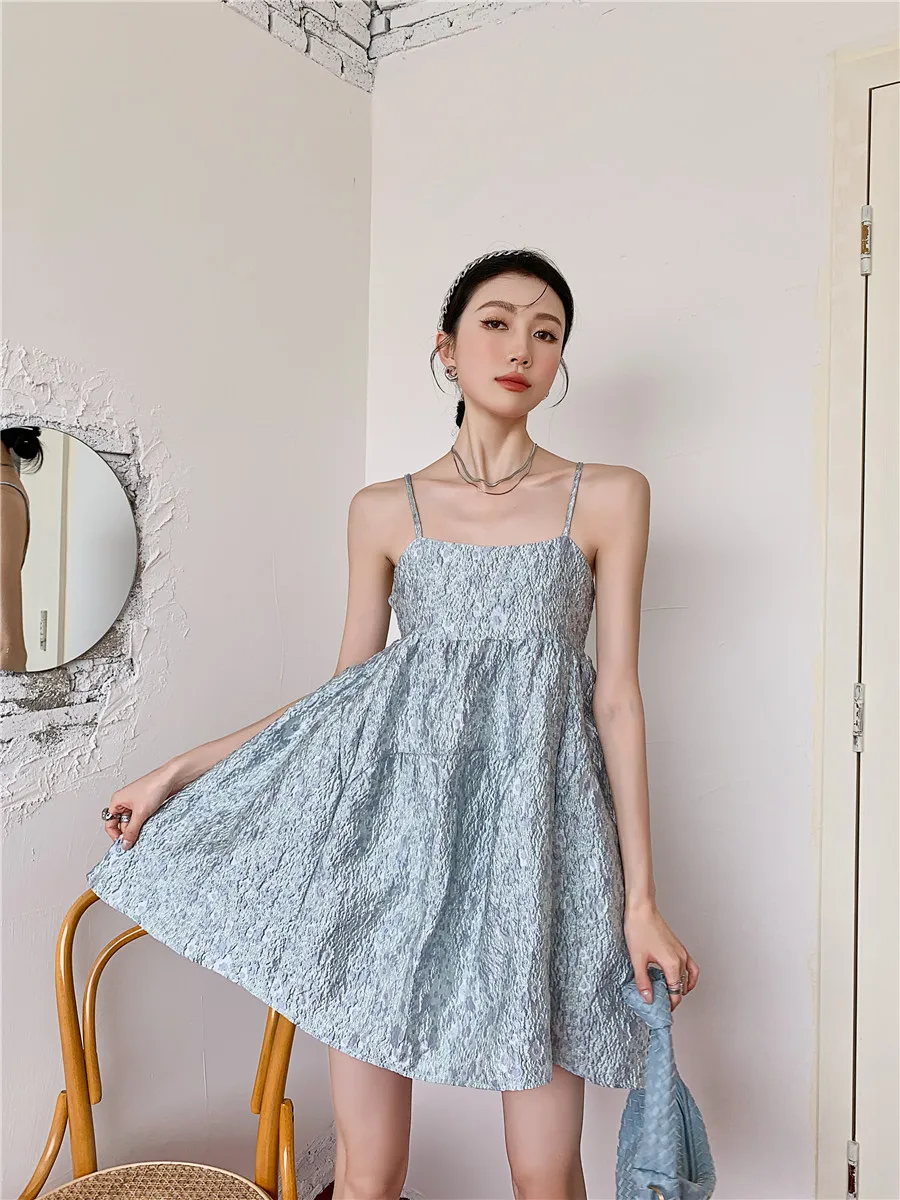 Tingfly летнее платье мини-длины на бретелях голубого цвета для девушек, детей и женщин в стиле бохо-шик для пляжного отдыха и повседневной носки.