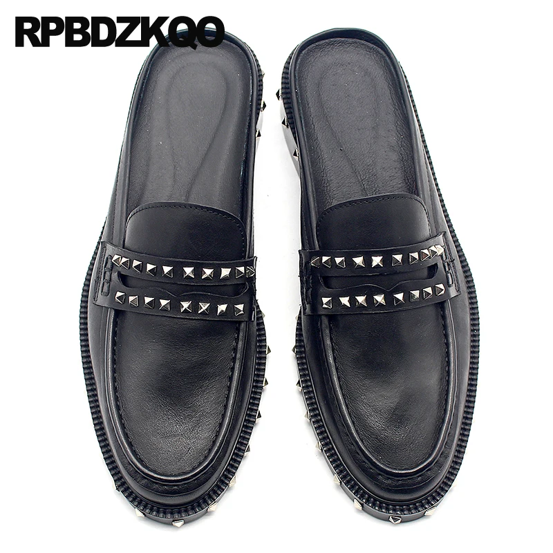 Мюли мужские из коровьей кожи модельные туфли металлическая подошва с