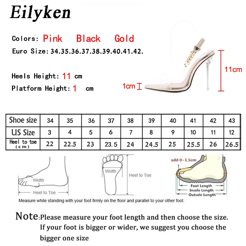 

Eilyken Transparent Pumps Women Sexy Pointed Toe Chain Design Crystal Heel Ladies Shoes Stiletto High Heels Wedding Dress Shoes