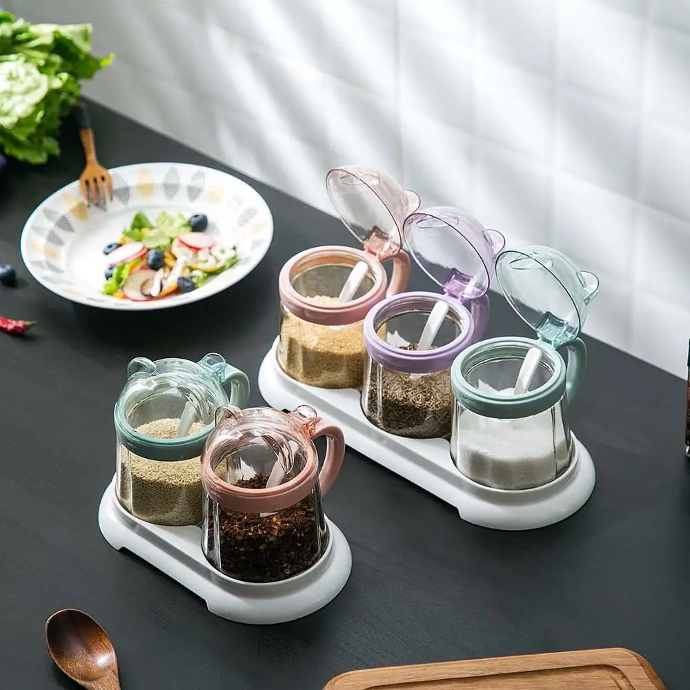 Маленький медвежонок стеклянная чаша для сахара банка приправ бутылка домашней