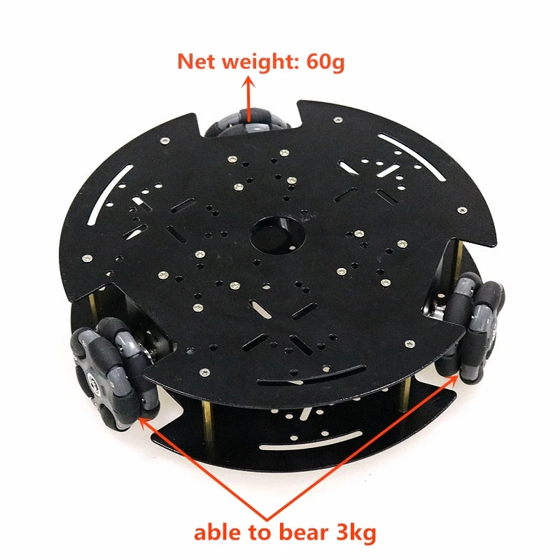 58mm Omnidirectional Wheel Chassis Car Double Layer Mobile 3WD Metal Smart Robot Tank with 9V/12V Motor DIY | Игрушки и хобби