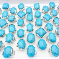 mixmax 25pcs women finger rings vintage turquoise stone fashion jewelry party accessories gift mix styles wedding ring wholesale