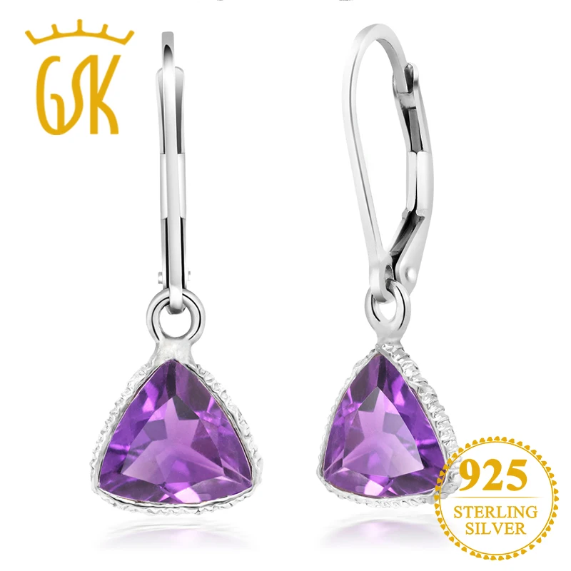 GemStoneKing 5 00 Ctw 8 мм триллион Cut натуральный аметистовый драгоченный Камень Висячие