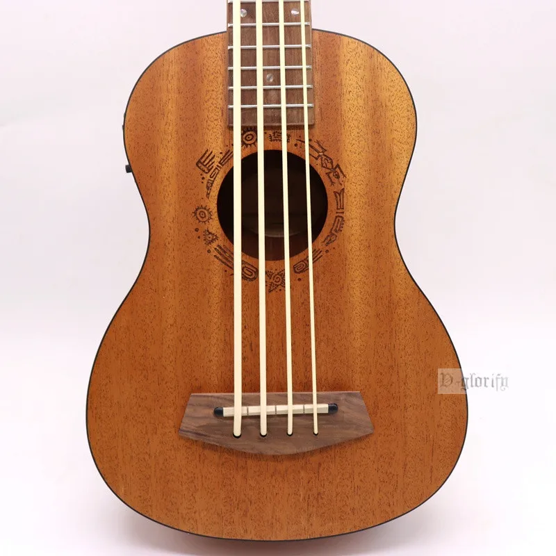 30 zoll elektrische ukulele bass gitarre voll okoume holz gitarre körper natürliche farbe 4 string mini uk bass gitarre kinder geschenk free