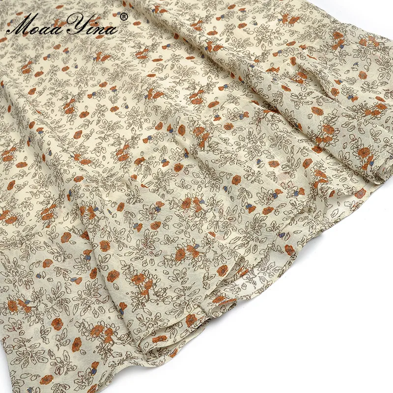 

MoaaYina 2021 Fashion Designer Summer Party Mermaid Dress Women's Ruffled Short sleeves Elegant Floral print Knee-Length Dress