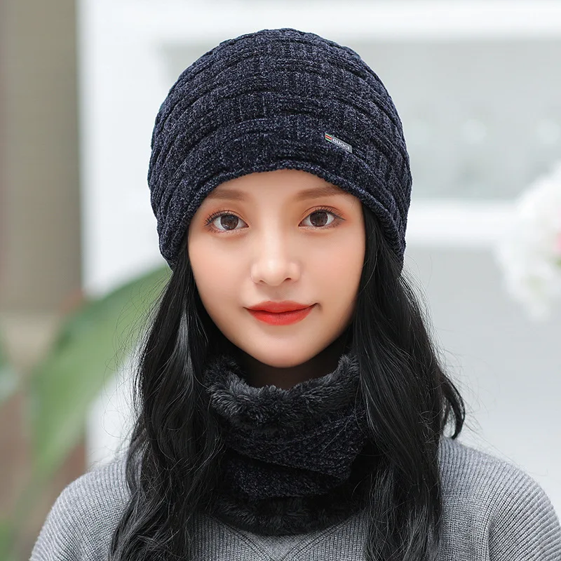 

European and American fashion woolen hats men and women winter leisure trend hats plus velvet thick warm knitted hats