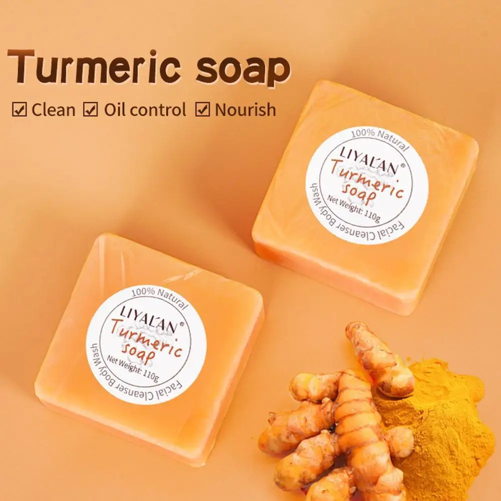

100g Ginger Essential Oil Handmade Soap Turmeric Plant Mites Soap And Bathing Pores Extract And Cleans Ginger Cleansing K7Y5