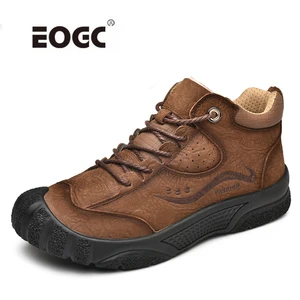 Мужские ботинки из натуральной кожи размера плюс; Мужские зимние ботинки ручной работы с теплым Плюшевым Мехом; Качественные зимние ботинки; Мужская Уличная обувь