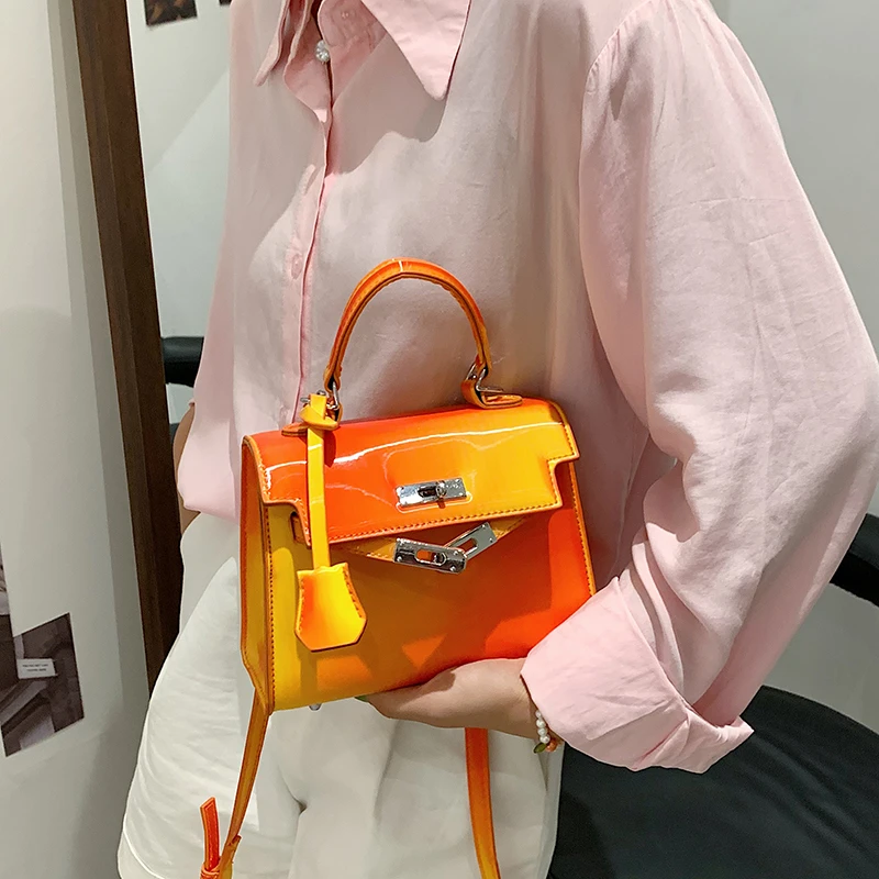 

Fashion Shoulder Bag Retro women's crossbody bag Female Designer Leather Orange small Glossy cheap handbags 2021 women's bran