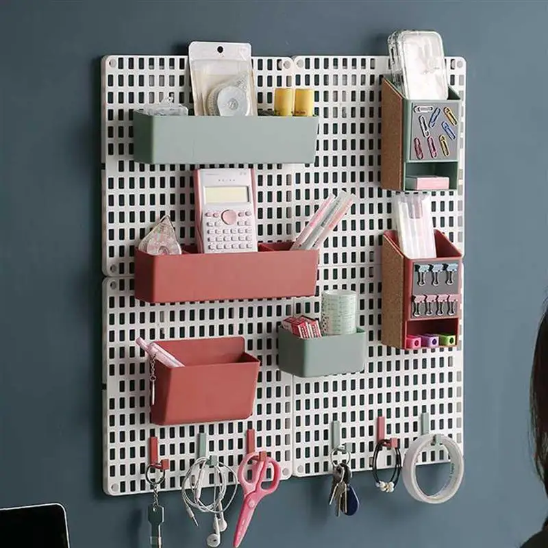 

Punch-for Storage, No Racks Wall Storage Organizer Plastic Hole Board Holder for Home Kitchen Bathroom Decor