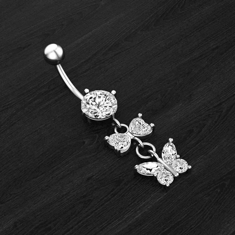 Navel Bell Button Rings Crystal Butterfly Silver Gold Ring Piercing Jewelry Boho Belly Bow | Украшения и аксессуары