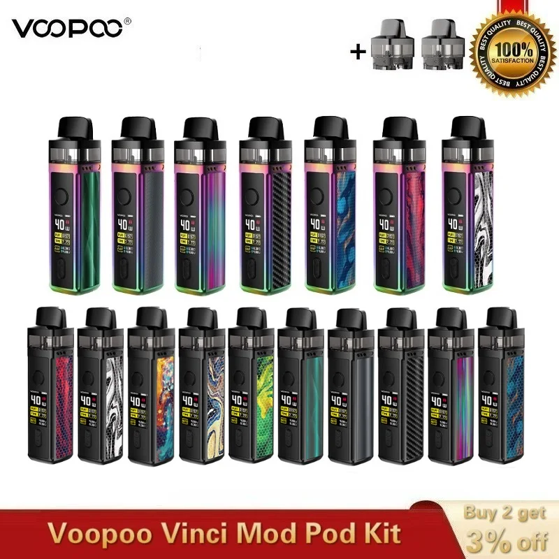 Электронная сигарета VOOPOO VINCI Mod Pod Vape Kit аккумулятор 1500 мАч катушка 5 мл & PnP экран 0 96