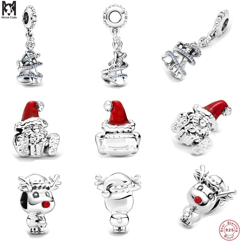 

MC Plata ley 925 Silver Ariel 1pc Princess Santa Elk DIY Beads Fit Pandora Charms Pendants Bracelets Necklace For Women Jewelry