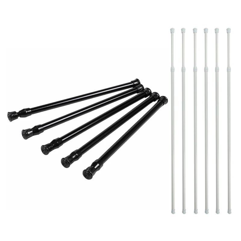 

Hot YO-11 Pcs Tension Rods, Adjustable Spring Steel Cupboard Bars Rod Curtain Rods,White & Black