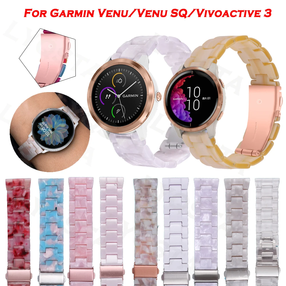 

Curved End Resin Sport Smartwatch Wrist Straps For Garmin Forerunner 245/645/158/Venu/Venu SQ/Vivoactive 3 Watch Band Women Belt