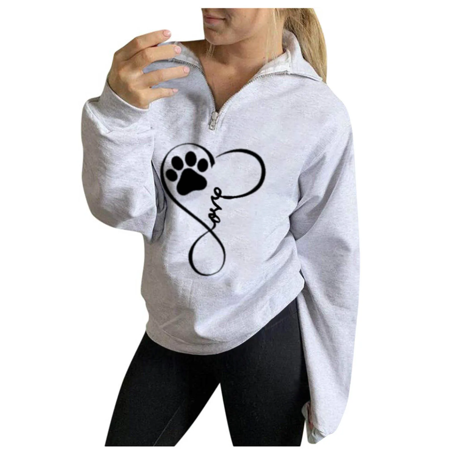 

Милые осенне-зимние толстовки, Женский пуловер, свитшот на молнии, серая и белая толстовка, 2021