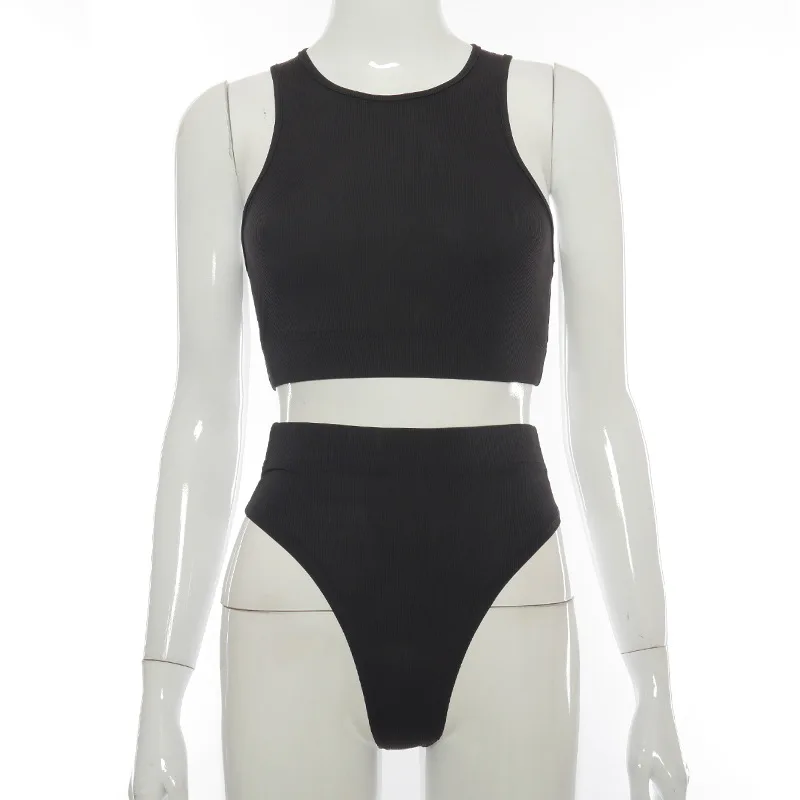 

Sexy Bikini Set Women Crop Top Swimwear 2021 Summer Female Solid Knitting Bikini Set Womens Swimming Suit Sport Beach Wear
