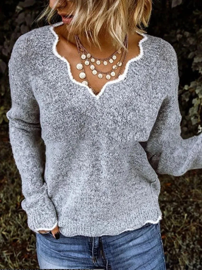 Свободный женский свитер размера плюс высококачественный вязаный пуловер