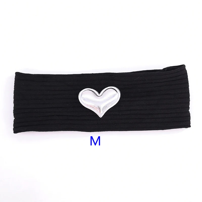 black MY Мягкая повязка на голову из хлопка с сердечком для новорожденных девочек, летняя эластичная повязка на голову в рубчик, аксессуары для волос в виде тюрбана, подарки для новорожденных - Цвет: black MY