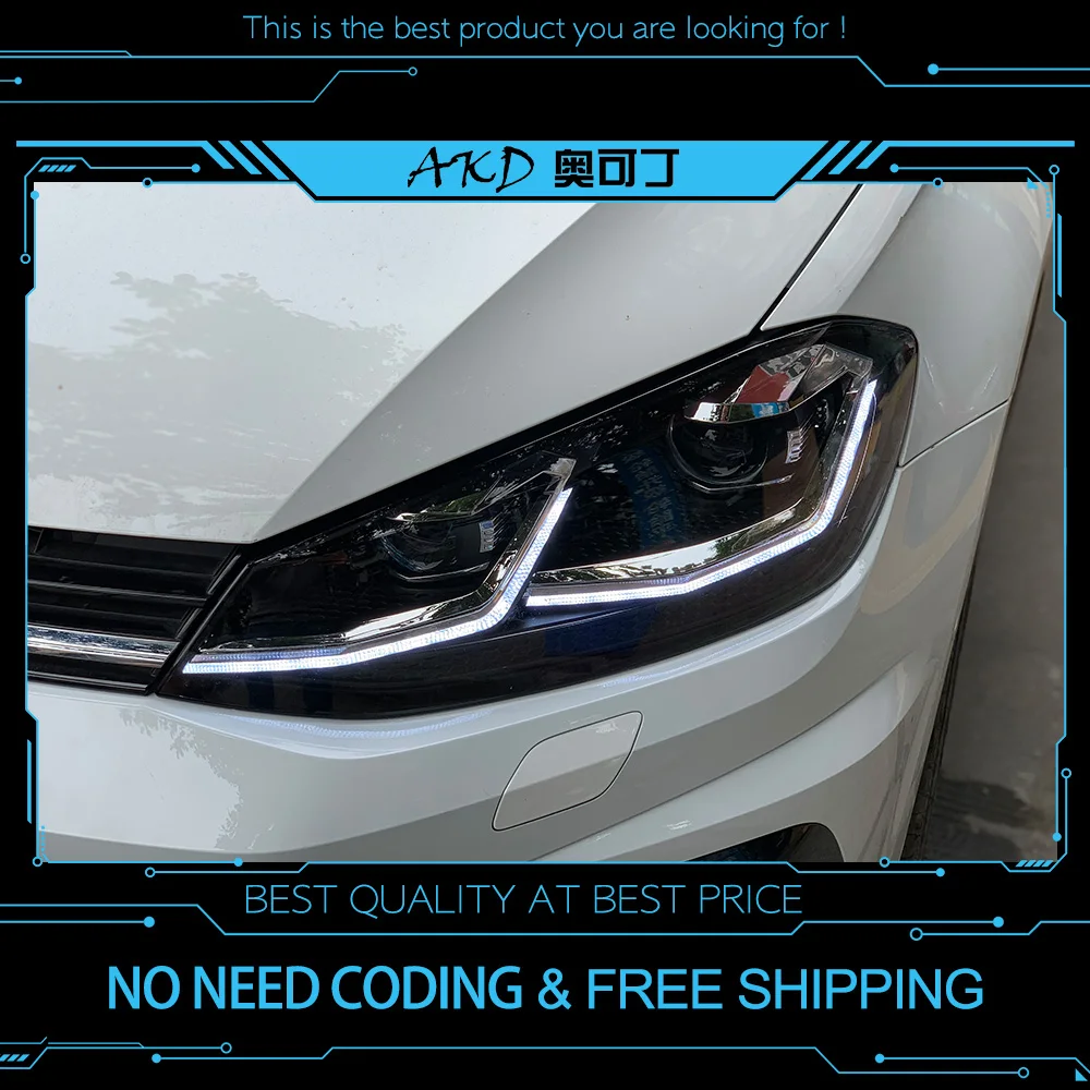 AKD тюнинг Автомобильные фары для VW Golk7.5 Golf 7 5 MK7.5 Golf7 светодиодные DRL ходовые огни Bi