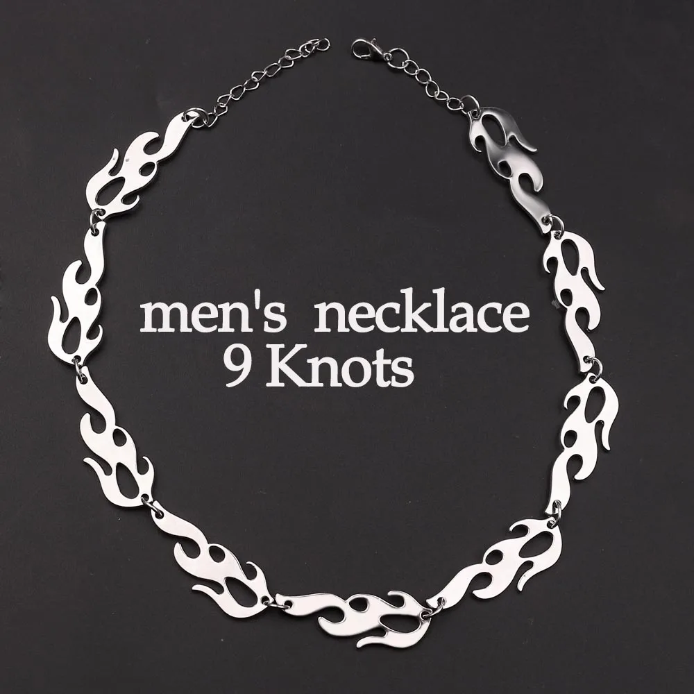 Men necklace 9 knots Модное ожерелье s Harajuku уличная одежда Пламя Унисекс ожерелье панк-аксессуар рок цепь колье ожерелье s Ювелирное Украшение для ночного клуба - Окраска металла: Men necklace 9 knots