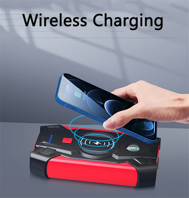 power bank 39800mah car jump starter qi wireless charger powerbank for phones tablet auto jumper engine battery car emergency free global shipping