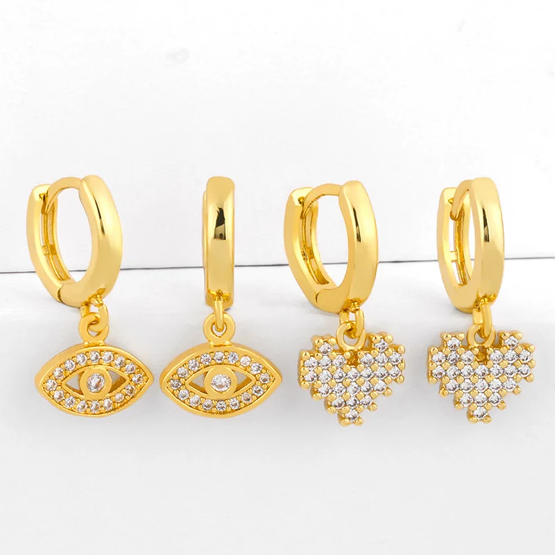 

2PC Eye Heart Ear Piercing Earring for Women Initial Ear Buckle Creative Joker Earring Cartilage Jewelry