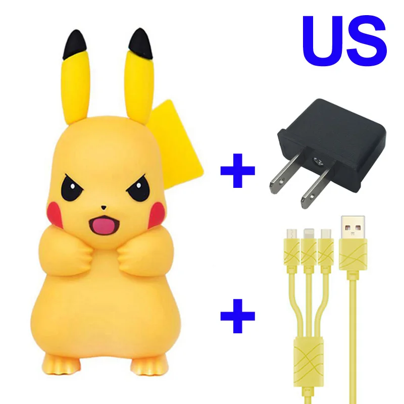 Мультяшное аниме смешное зарядное устройство пикачуэ Европейская USB Зарядка адаптер для iPhone samsung смартфон для LG G6 G5 G4 G3 K10 K8 V10 V20 - Тип штекера: US with Cable