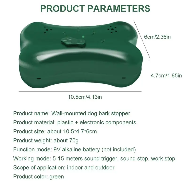 

Pet Dog Repeller Indoor Outdoor Sonic Dog Bark Stopper Tool Wall-Mounted Dog Anti-Bark Device Sound Sensor Pet Bark Controller