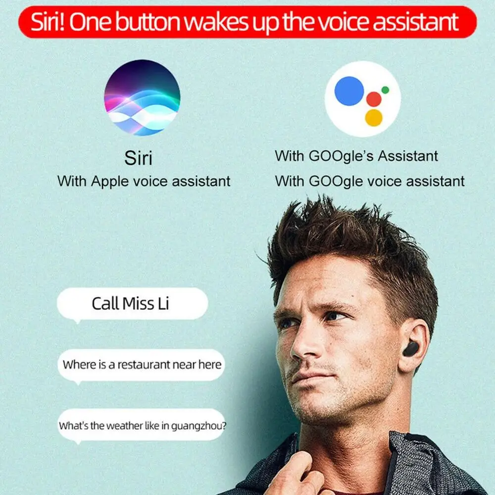 Беспроводные наушники Bluetooth 5 0 объемный звук шумоподавление водонепроницаемые