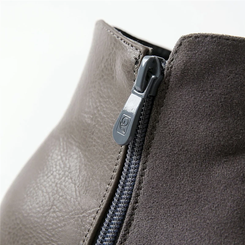 Botas mujer invierno/2019 г. Короткие ботильоны на среднем каблуке в стиле ретро молнии