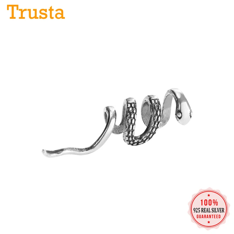 Подлинное серебро 925 пробы минималистичные серьги манжеты с ушками змеи для