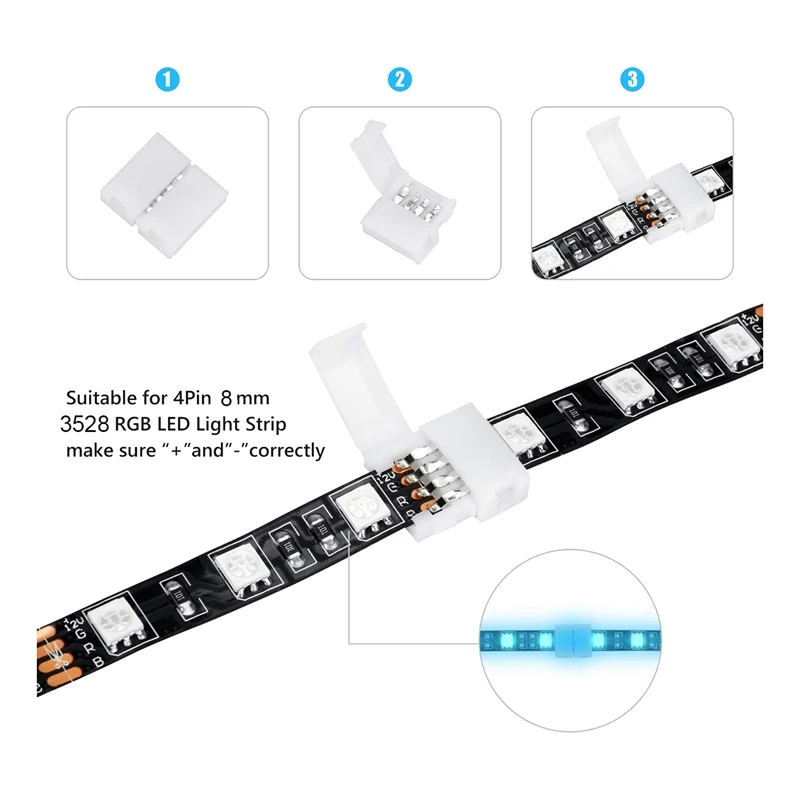50 пакетов 4 контактный RGB светодиодный светильник полосы разъемы 8 мм